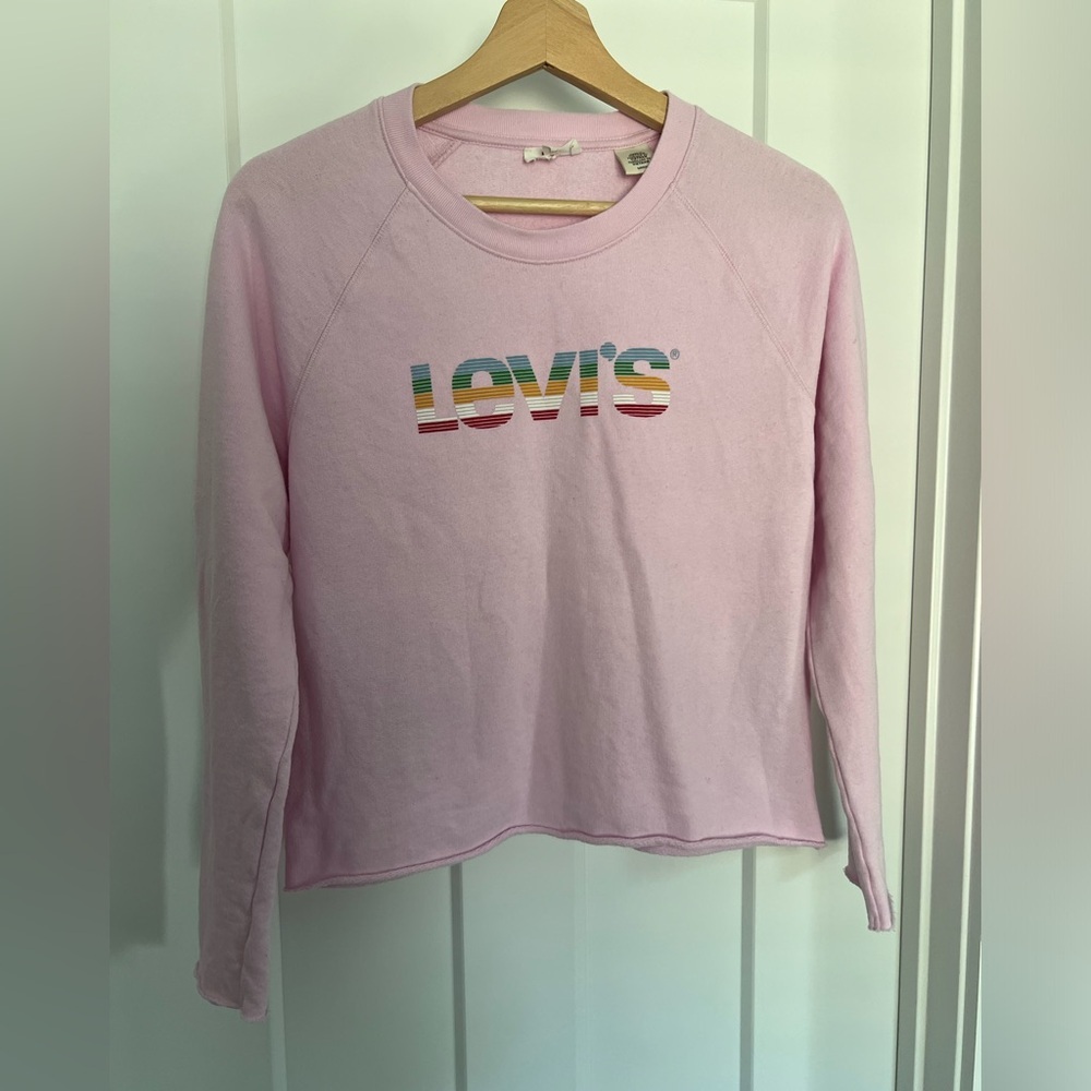 Levi’s: Logo Semi Crop Baby Pink Sweatshirt: Size Small